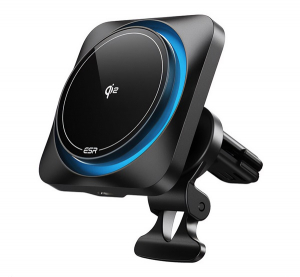 ESR QI2 autós tartó (műszerfalra, szellőzőre, mágneses, LED jelzés, 15W, wireless, gyorstöltő) FEKETE (GP-164285)