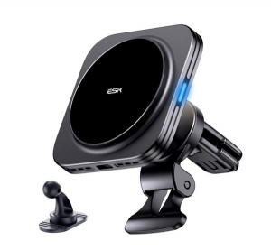 ESR HALOLOCK Qi2 autós tartó (műszerfalra, szellőzőre, öntapadó, 360°, 15W, wireless, MagSafe, gyorstöltő) FEKETE (GP-156646)