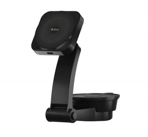 Devia autós tartó (műszerfalra, szélvédőre, tapadókorongos, mágneses, 15W, wireless, gyorstöltő, állítható, 360°) FEKETE (EA473)