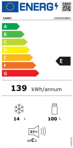 Candy CNOQ2S58EX egyajt&oacute;s hűtőszekr&eacute;ny inox