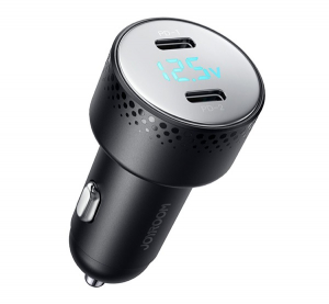 JOYROOM aut&oacute;s t&ouml;ltő 2 Type-C aljzat (70W, PD gyorst&ouml;ltő 3.0, LED jelz&eacute;s) FEKETE (JR-CCD02)