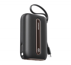 JOYROOM v&eacute;szt&ouml;ltő USB+Type-C aljzat (10000mAh, 22.5W, gyorst&ouml;ltő + fix Type-C+lightning k&aacute;bel) FEKETE (JR-L012_BLACK)