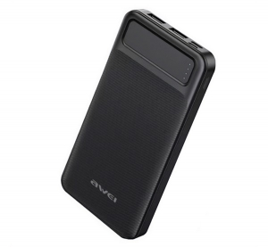 Awei v&eacute;szt&ouml;ltő 2 USB+2 Type-C aljzat (10000mAh, 22.5W, PD gyorst&ouml;ltő) FEKETE (P5K)