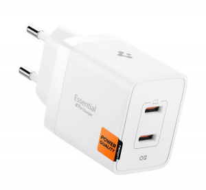 Spigen ESSENTIAL hálózati töltő Type-C aljzat (47W, GaN, PD gyorstöltő 3.0) FEHÉR (ACH08707)