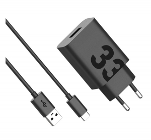 Motorola TURBOPOWER hálózati töltő USB aljzat (33W, gyorstöltő + Type-C kábel) FEKETE (MOTOCHAR33W)