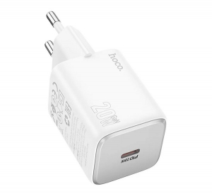 Hoco SPINNER h&aacute;l&oacute;zati t&ouml;ltő Type-C aljzat (20W, PD gyorst&ouml;ltő 3.0) FEH&Eacute;R (N40 WHITE)