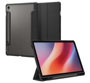 Spigen ULTRA HYBRID PRO tok &aacute;ll&oacute;, bőr hat&aacute;s&uacute; (FLIP, oldalra ny&iacute;l&oacute;, TRIFOLD, asztali tart&oacute;, ceruza tart&oacute;) FEKETE Samsung Galaxy Tab S10 FE WIFI (SM-X52