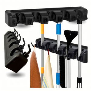 Ut&aacute;ngy&aacute;rtott Falra szerelhető seprű- &eacute;s felmos&oacute;tart&oacute; , fekete (RC-K-1355)