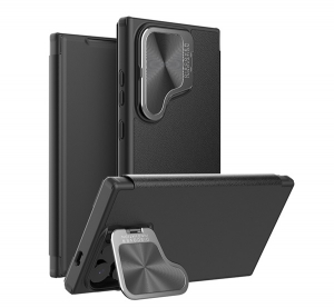 Nillkin QIN PRO tok &aacute;ll&oacute;, bőr hat&aacute;s&uacute; (FLIP, oldalra ny&iacute;l&oacute;, k&aacute;rtyazseb, kamerav&eacute;dő) FEKETE Samsung Galaxy S25 Ultra (SM-S938) (GP-164969)