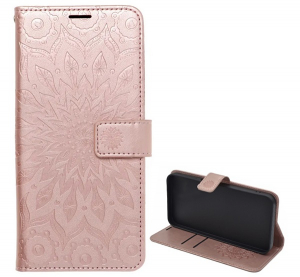 gigapack Tok álló, bőr hatású (FLIP, oldalra nyíló, asztali tartó, kézpánt, mandala) ROZÉARANY Apple iPhone 16e " csomagolás" (GP-167581)
