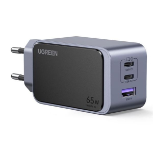 UGREEN Nexode S h&aacute;l&oacute;zati t&ouml;ltő 65W 3 Port, GaN, PD 3.0, 2x USB-C, 1x USB-A sz&uuml;rke (35042)