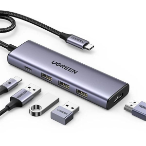 UGREEN Dokkol&oacute; &aacute;llom&aacute;s 5 az 1-ben 4K@30Hz, USB HUB, HDMI 1.4, 3x USB-A 3.0, USB-C sz&uuml;rke (15596)
