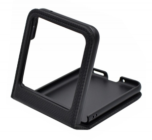 gigapack Tok &aacute;ll&oacute;, bőr hat&aacute;s&uacute; (FLIP, oldalra ny&iacute;l&oacute;, asztali tart&oacute;, rombusz) FEKETE Motorola Razr 40 Ultra 5G (XT2321-3) " csomagol&aacute;s" (GP-153582)