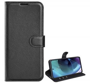 gigapack Tok &aacute;ll&oacute;, bőr hat&aacute;s&uacute; (FLIP, oldalra ny&iacute;l&oacute;, asztali tart&oacute;, pr&eacute;mium) FEKETE Motorola Moto G51 5G (XT2171) " csomagol&aacute;s" (GP-123598)