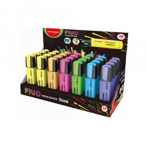 Keyroad Sz&ouml;vegkiemelő v&aacute;gott hegyű, lapos test, 28 db/display,  Fluo neon sz&iacute;nek (KR972171)
