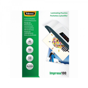 Fellowes Lamin&aacute;l&oacute; f&oacute;lia, A3, 100 mikron, f&eacute;nyes, 100 db/doboz,  (5351205)