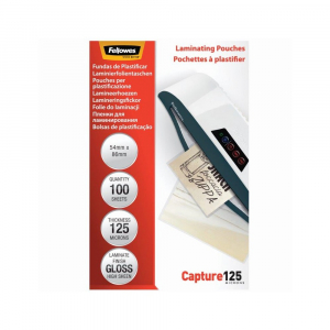 Fellowes Lamin&aacute;l&oacute; f&oacute;lia, 54x86mm, 125 mikron, f&eacute;nyes, 100 db/doboz,  (5306302)