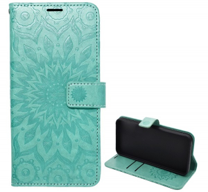 gigapack Tok &aacute;ll&oacute;, bőr hat&aacute;s&uacute; (FLIP, oldalra ny&iacute;l&oacute;, asztali tart&oacute;, k&eacute;zp&aacute;nt, mandala) CYAN Samsung Galaxy A52s 5G (SM-A528) / Galaxy A52 4G (SM-A525F)