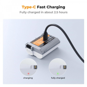 K&F Concept EN-EL15C akkumulátor 2600mAh, USB-C csatlakozóval (KF-28-0041)
