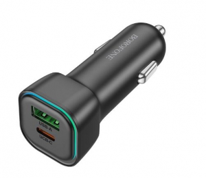 Borofone BZ28A Trophie Dupla (USB - Type-C) szivargyújtó töltővég PD30W + QC3.0 fekete (PM035170)
