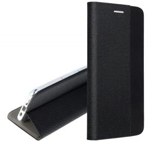 gigapack Tok álló, bőr hatású (FLIP, oldalra nyíló, asztali tartó, textil minta) FEKETE Xiaomi Poco X7 / Redmi Note 14 Pro 5G " csomagolás" (GP-167297