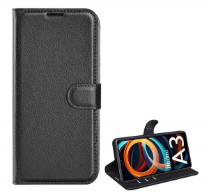 gigapack Tok &aacute;ll&oacute;, bőr hat&aacute;s&uacute; (FLIP, oldalra ny&iacute;l&oacute;, asztali tart&oacute;, pr&eacute;mium) FEKETE Xiaomi Redmi A3 4G " csomagol&aacute;s" (GP-155717)