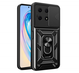 gigapack Defender szilikon telefonv&eacute;dő (&uuml;t&eacute;s&aacute;ll&oacute;s&aacute;g, tart&oacute;gyűrű, kamerav&eacute;dő) FEKETE Honor X8a " csomagol&aacute;s" (GP-138959)