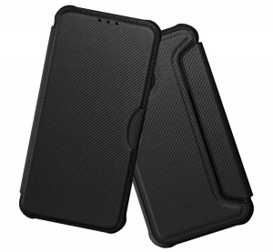 gigapack Tok álló, bőr hatású (FLIP, oldalra nyíló, ütésállóság, légpárnás sarok, kameravédő, karbon minta) FEKETE Samsung Galaxy A36 5G (SM-A366) " c
