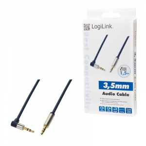 LogiLink 3.5 Stereo apa/apa 90°-ban hajlított audio kábel 1.50 m kék  (CA11150)