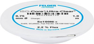 Felder ISO-Core Ultra-Clear Sn100Ni+ Forraszt&oacute;&oacute;n, &oacute;lommentes Tekercs Sn99,25Cu0,7Ni0,05 0.75 mm (5551940770)