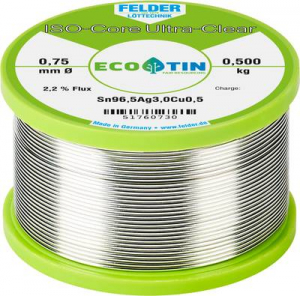 Felder ISO-Core Ultra Clear SAC305 Forraszt&oacute;&oacute;n Tekercs Sn96,5Ag3Cu0,5 0.500 kg 0.75 mm (51760730)