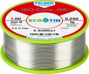 Felder ISO-Core RA Sn99Cu1 Forraszt&oacute;&oacute;n, &oacute;lommentes Tekercs Sn99,3Cu0,7 0.250 kg 1 mm (18941020)
