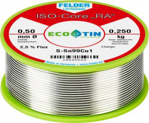 Felder ISO-Core RA Sn99Cu1 Forraszt&oacute;&oacute;n, &oacute;lommentes Tekercs Sn99,3Cu0,7 0.250 kg 0.5 mm (18940520)