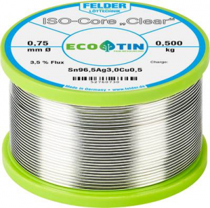 Felder ISO-Core Clear SAC305 Forraszt&oacute;&oacute;n Tekercs Sn96,5Ag3Cu0,5 0.500 kg 0.75 mm (52760730)