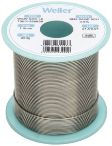 Weller Forraszt&oacute;&oacute;n, &oacute;lommentes  WSW SAC L0 Sn3.0Ag0.5Cu 250 g 1.0 mm (T0051388899)