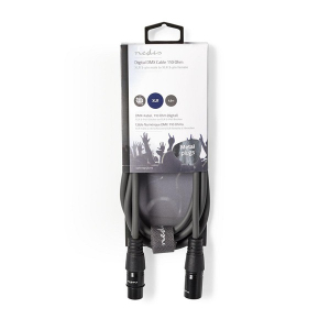 Nedis DMX adapter k&aacute;bel, XLR 3 tűs dug&oacute;, XLR 3 tűs anya,  Nikkelezett, 1,5 m,  kerek, PVC, S&ouml;t&eacute;tsz&uuml;rke (COTH15012GY15)
