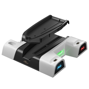 FroggieX PS5/PS5 Slim Kieg&eacute;sz&iacute;tő Ventil&aacute;toros &aacute;llv&aacute;ny + Headset tart&oacute; Feh&eacute;r (FX-P5-C4-W)