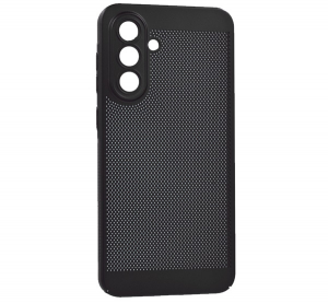 Műanyag telefonv&eacute;dő (l&eacute;g&aacute;teresztő, lyukacsos, kamerav&eacute;dő) FEKETE Samsung Galaxy A36 5G (SM-A366) "Gigapack csomagol&aacute;s" (GP-166291)