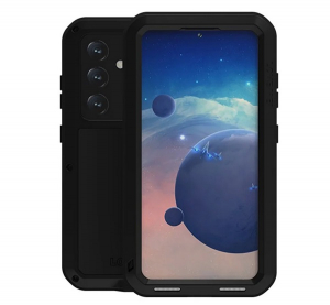 Love Mei Powerful defender telefonv&eacute;dő (f&eacute;m keret, erős &uuml;t&eacute;s&aacute;ll&oacute;s&aacute;g, por&aacute;ll&oacute; + k&eacute;pernyőv&eacute;dő &uuml;veg) FEKETE Samsung Galaxy S24 (SM-S921) (GP-162369)