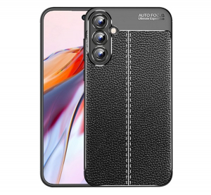 Szilikon telefonv&eacute;dő (&uuml;t&eacute;s&aacute;ll&oacute;s&aacute;g, bőr hat&aacute;s&uacute;, varr&aacute;s minta) FEKETE Samsung Galaxy A35 5G (SM-A356) "Gigapack csomagol&aacute;s" (GP-154203)