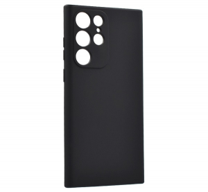 Szilikon telefonv&eacute;dő (matt, mikrofiber pl&uuml;ss karcol&aacute;smentes&iacute;tő belső, pr&eacute;mium) FEKETE Samsung Galaxy S22 Ultra (SM-S908) "Gigapack csomagol&aacute;s" (GP-114