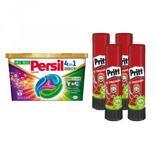 Pritt Ragaszt&oacute;stift 11 g AKCI&Oacute;S CSOMAG + Persil Discs Color mos&oacute;kapszula 100x11 g (4x25 db ) stift  (AKCI&Oacute;S CIKKSZ&Aacute;M)