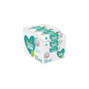 Nedves törlőkendő 12 x 52 lap/doboz Pampers Sensitive