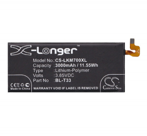 Cameron Sino Li-Polymer akku (3.85V/3000mAh, LG BL-T33 kompatibilis) FEKETE LG Q6 (M700A) (CS-LKM700XL)