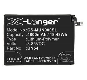 Cameron Sino Li-Polymer akku (3.85V/4800mAh, Xiaomi BN54 kompatibilis) FEKETE Xiaomi Redmi Note 9 (10X 4G) (CS-MUN900SL)