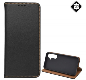 Tok &aacute;ll&oacute;, val&oacute;di bőr (FLIP, oldalra ny&iacute;l&oacute;, asztali tart&oacute;) FEKETE Samsung Galaxy A55 5G (SM-A556) "Gigapack csomagol&aacute;s" (GP-155095)