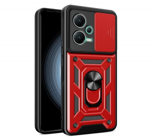 Defender szilikon telefonv&eacute;dő (&uuml;t&eacute;s&aacute;ll&oacute;s&aacute;g, tart&oacute;gyűrű, kamerav&eacute;dő) PIROS Xiaomi Redmi Note 12 5G / Poco X5 5G "Gigapack csomagol&aacute;s" (GP-136557)