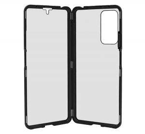 Alum&iacute;nium telefonv&eacute;dő (360&deg;-os v&eacute;delem, m&aacute;gneses, &uuml;t&eacute;s&aacute;ll&oacute;s&aacute;g, &uuml;veg előlap + h&aacute;tlap, 9H) FEKETE Xiaomi Redmi Note 12 Pro 4G "Gigapack csomagol&aacute;s" (GP-