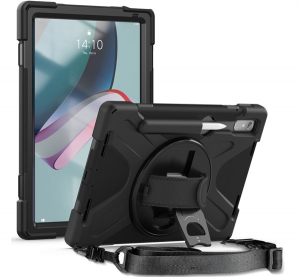 Defender műanyag telefonv&eacute;dő (&uuml;t&eacute;s&aacute;ll&oacute;s&aacute;g, kit&aacute;maszt&oacute;, 360&deg; + k&eacute;zp&aacute;nt) FEKETE Lenovo Tab P11 Pro Gen2 (TB132FU) WIFI "Gigapack csomagol&aacute;s" (GP-138937)