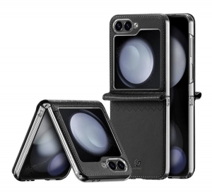 Dux Ducis BRIL műanyag telefonv&eacute;dő (&uuml;t&eacute;s&aacute;ll&oacute;s&aacute;g, bőr hat&aacute;s&uacute; h&aacute;tlap, rombusz) FEKETE Samsung Galaxy Z Flip6 (SM-F741) (GP-159248)